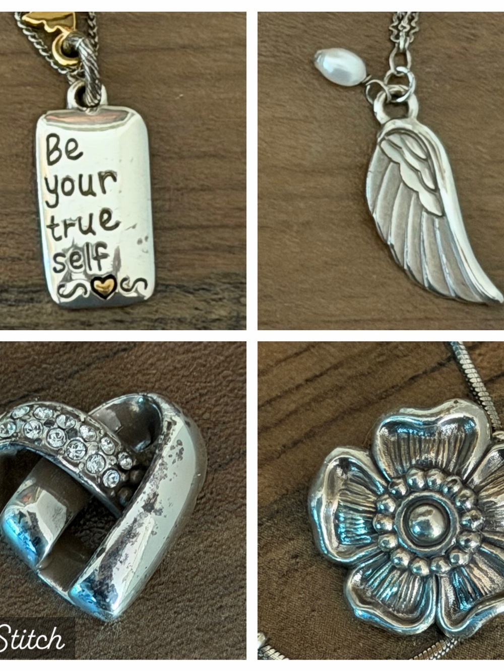 Brighton necklace pendant lot silver flower heart wing